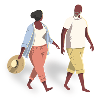 Illustration of a couple walking.