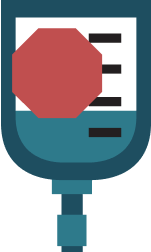 Icon of an IV bag with a stop sign symbol, representing dose discontinuation